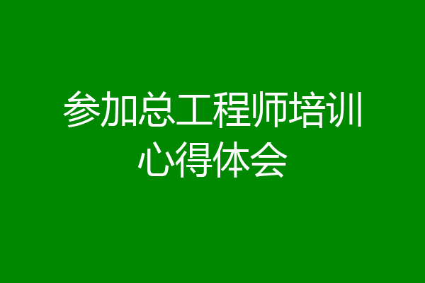 参加总工程师培训心得体会