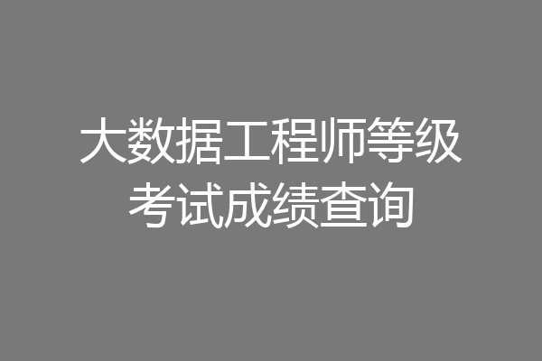 大数据工程师等级考试成绩查询