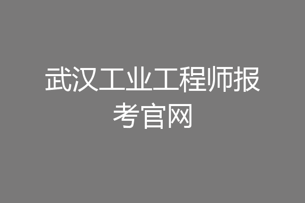武汉工业工程师报考官网
