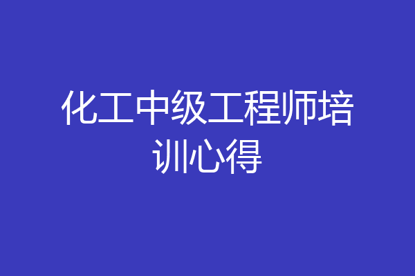 化工中级工程师培训心得
