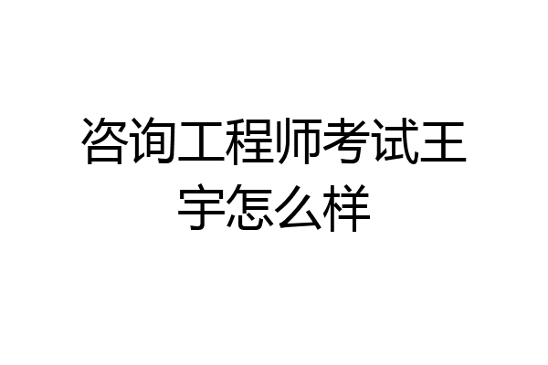 咨询工程师考试王宇怎么样