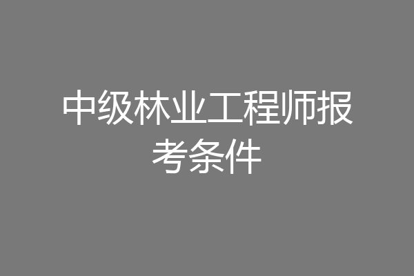 中级林业工程师报考条件