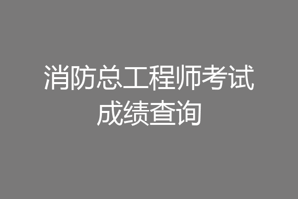 消防总工程师考试成绩查询