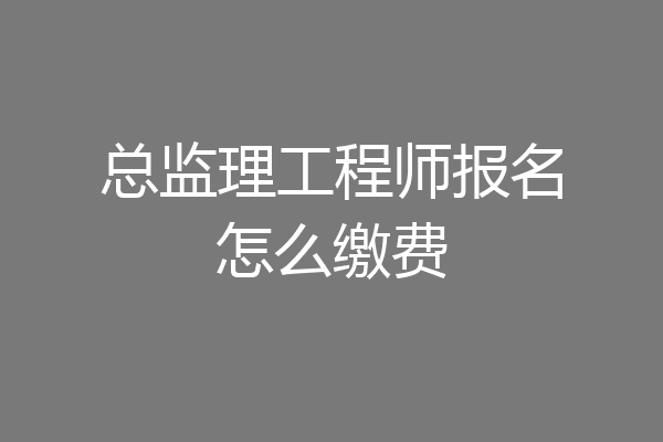 总监理工程师报名怎么缴费