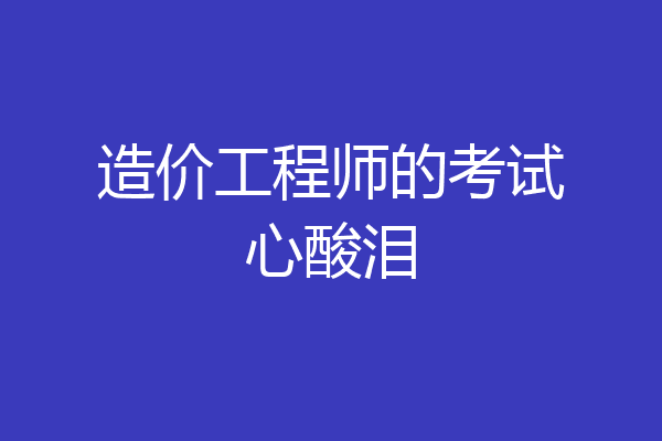 造价工程师的考试心酸泪