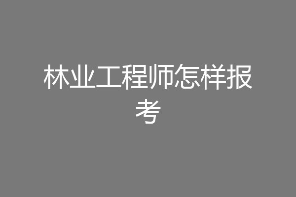 林业工程师怎样报考