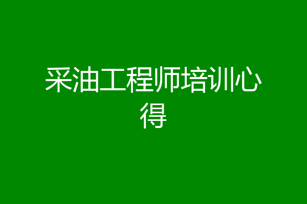 采油工程师培训心得