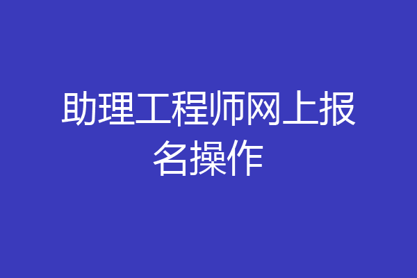 助理工程师网上报名操作