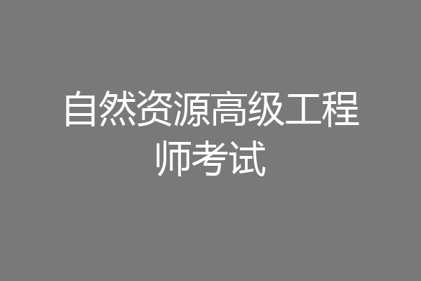 自然资源高级工程师考试