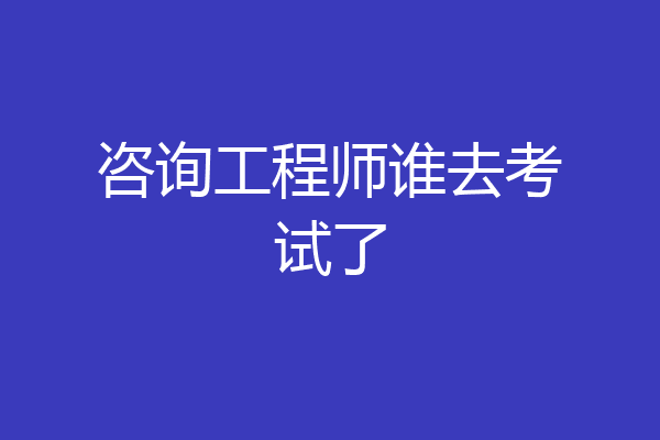 咨询工程师谁去考试了