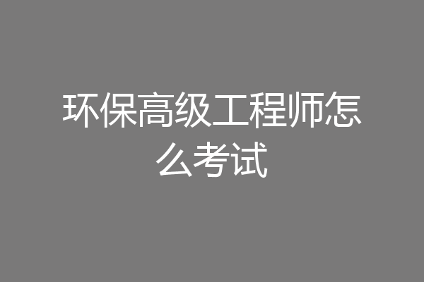 环保高级工程师怎么考试