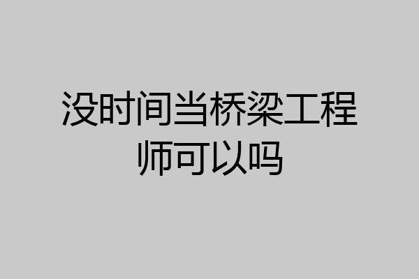 没时间当桥梁工程师可以吗