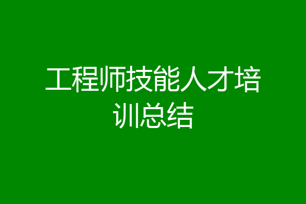 工程师技能人才培训总结