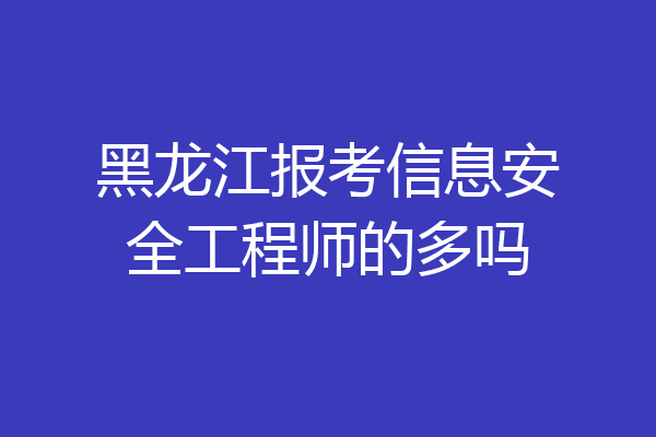 黑龙江报考信息安全工程师的多吗