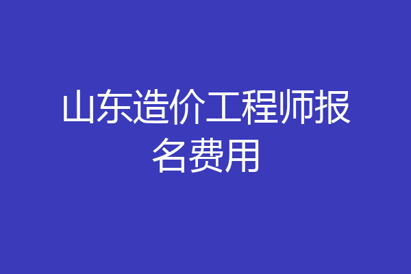 山东造价工程师报名费用