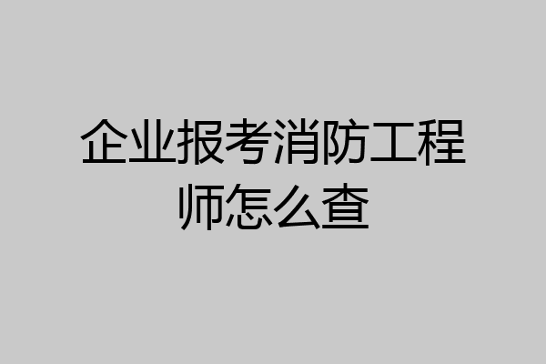 企业报考消防工程师怎么查