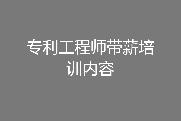 专利工程师带薪培训内容