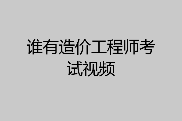 谁有造价工程师考试视频