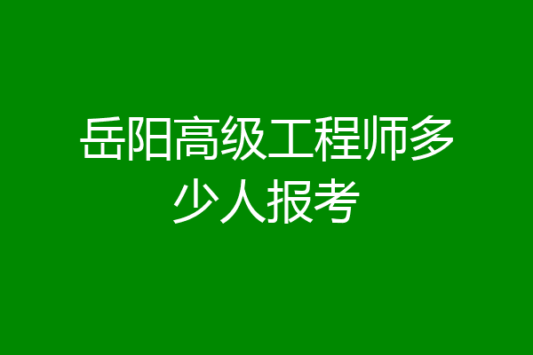 岳阳高级工程师多少人报考