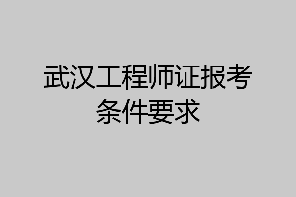 武汉工程师证报考条件要求