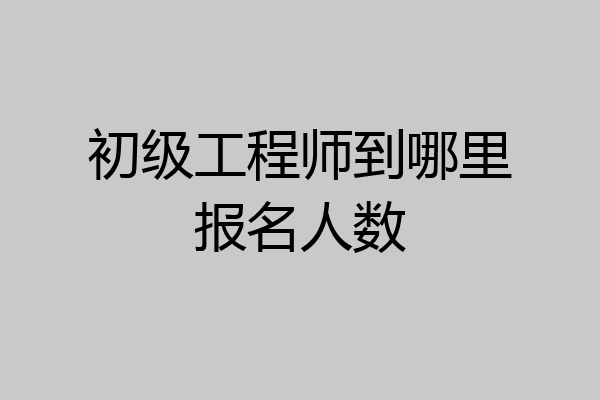 初级工程师到哪里报名人数
