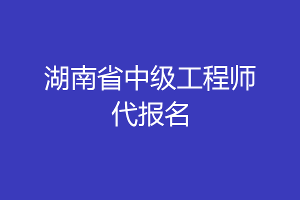 湖南省中级工程师代报名