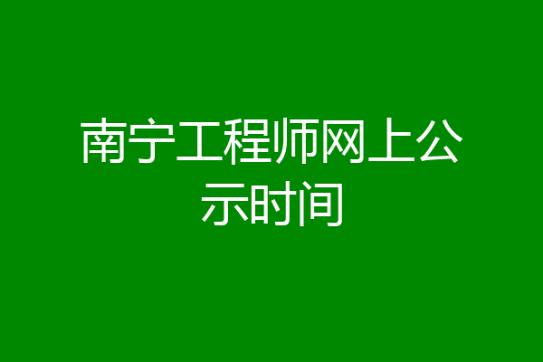 南宁工程师网上公示时间