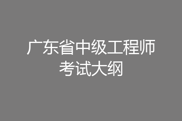 广东省中级工程师考试大纲