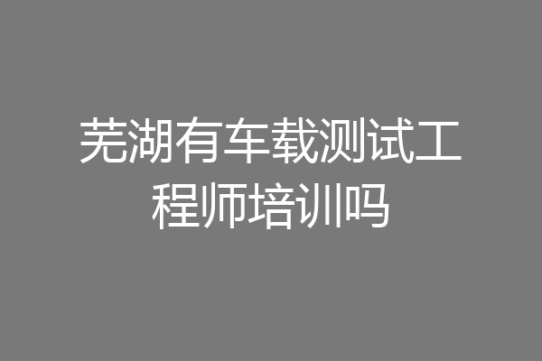 芜湖有车载测试工程师培训吗