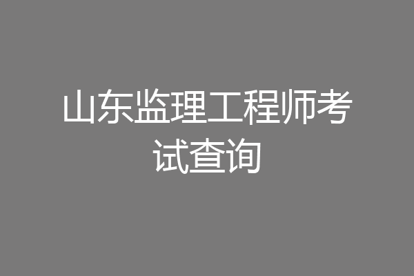 山东监理工程师考试查询