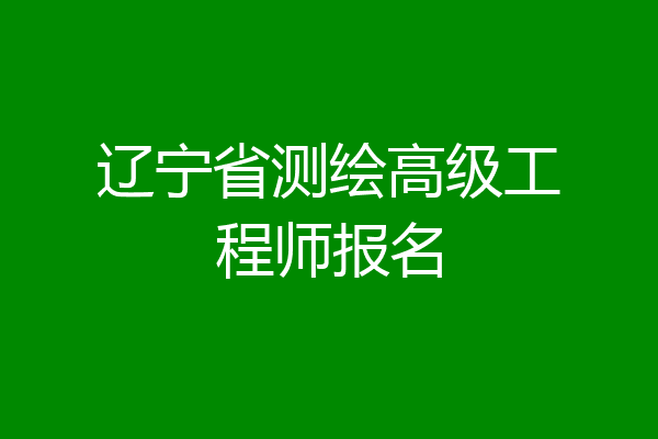 辽宁省测绘高级工程师报名