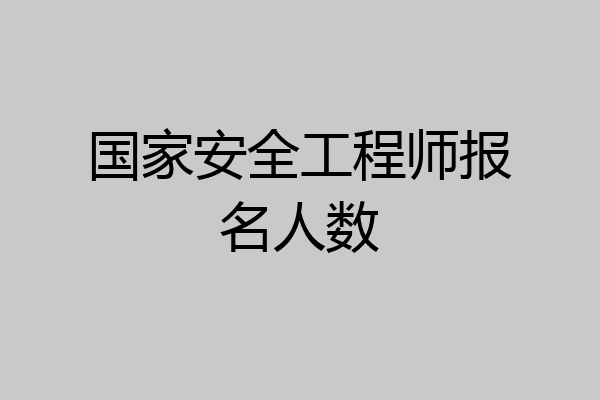 国家安全工程师报名人数