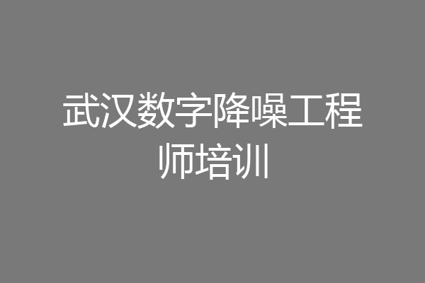 武汉数字降噪工程师培训