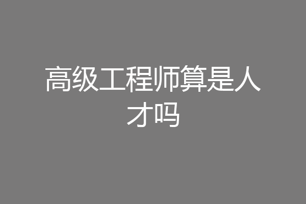 高级工程师算是人才吗