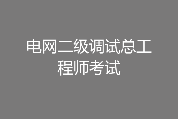 电网二级调试总工程师考试