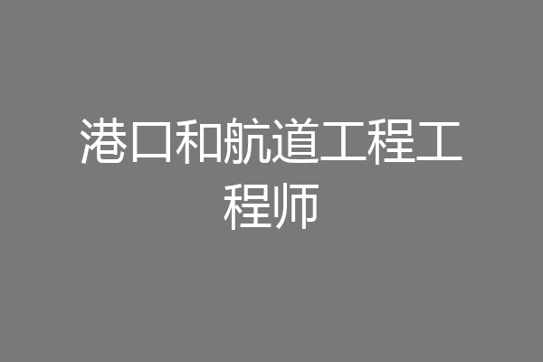 港口和航道工程工程师