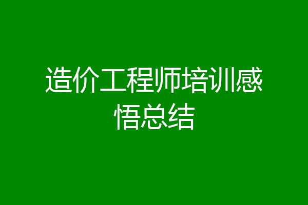 造价工程师培训感悟总结