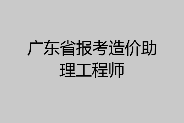 广东省报考造价助理工程师