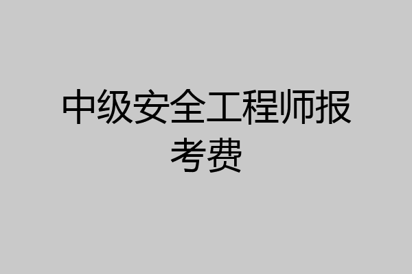 中级安全工程师报考费