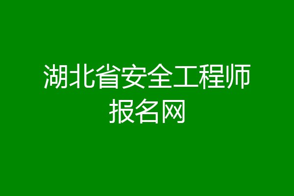 湖北省安全工程师报名网