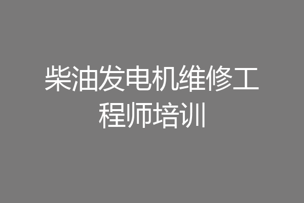 柴油发电机维修工程师培训