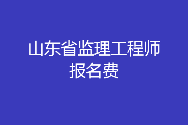 山东省监理工程师报名费