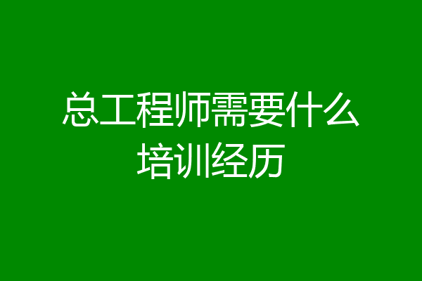 总工程师需要什么培训经历