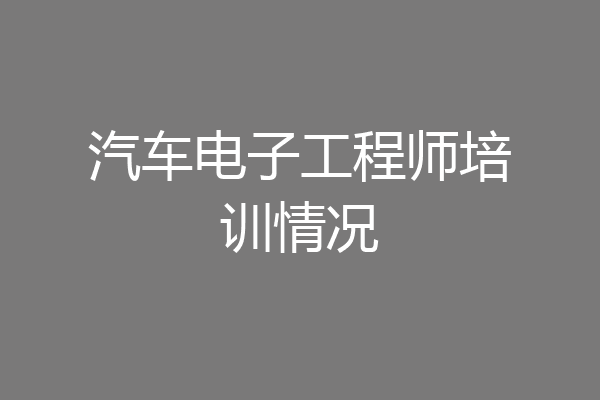 汽车电子工程师培训情况