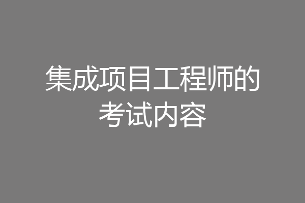 集成项目工程师的考试内容