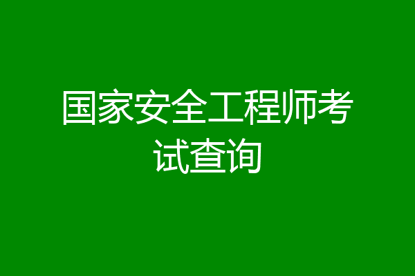 国家安全工程师考试查询