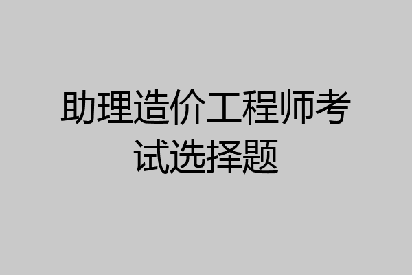 助理造价工程师考试选择题