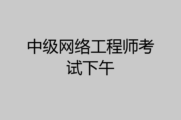 中级网络工程师考试下午