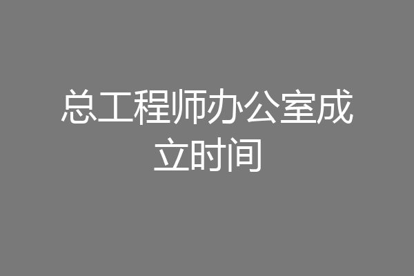 总工程师办公室成立时间