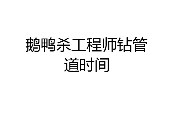 鹅鸭杀工程师钻管道时间